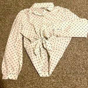 Vintage White & Blue Blouse